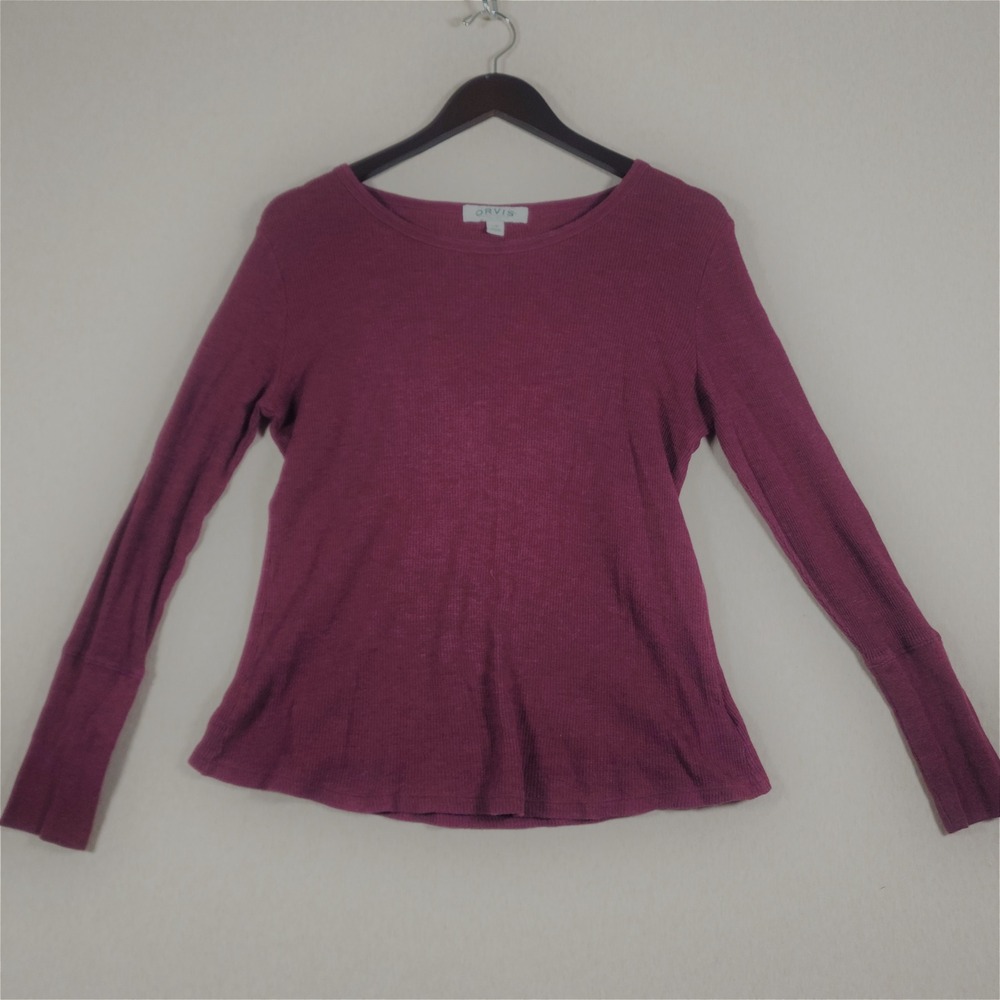 Orvis Thermal Waffle Knit Shirt Womens Large Modal Blend Berry Gorpcore Top